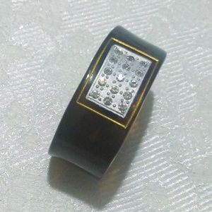 Faux Tortoise Shell Rhinestone Cuff Bracelet